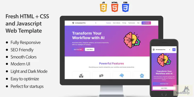 AI Startup Landing Page HTML CSS